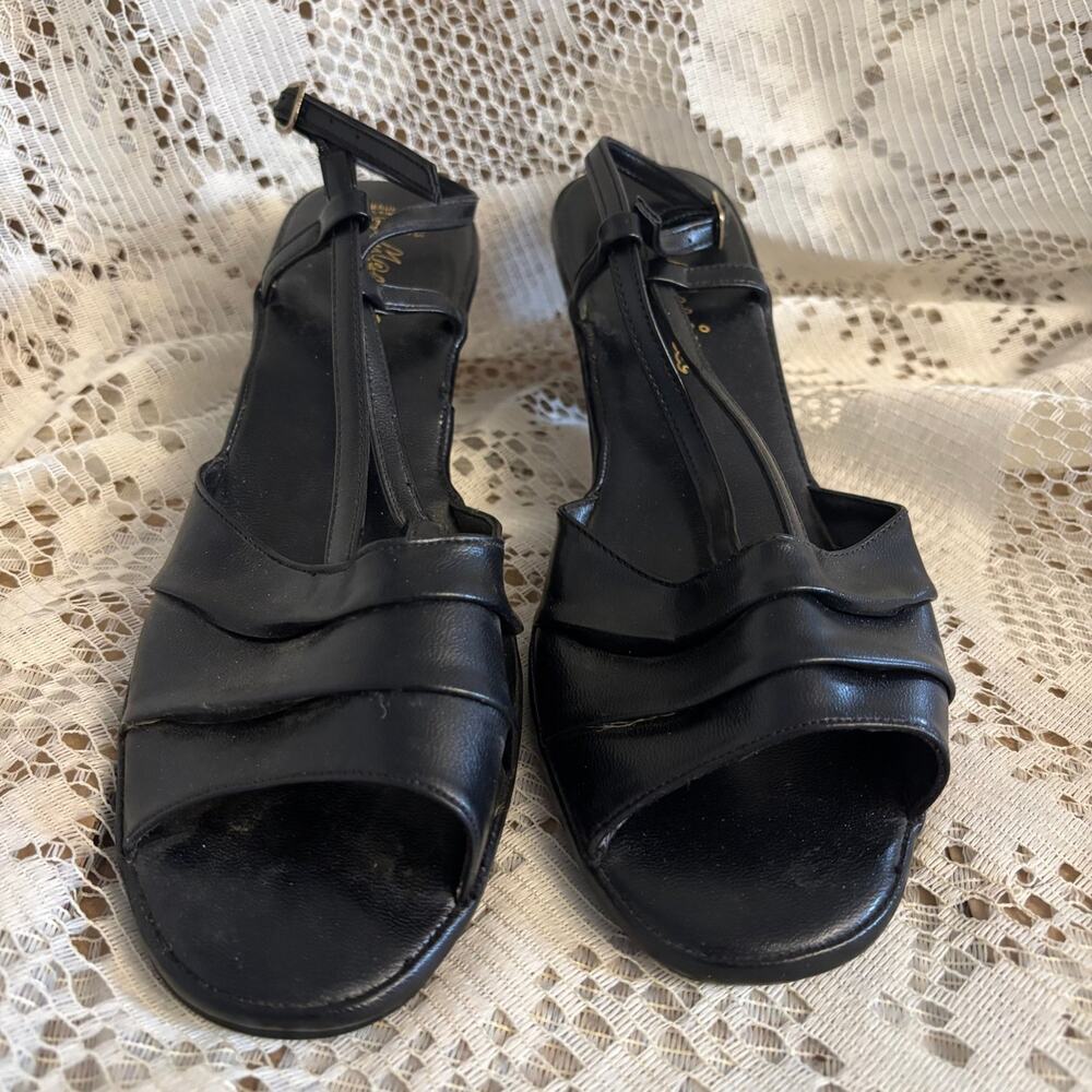 Penaljo Fiesta Women's US 10 Black Slingback T-strap Sandals